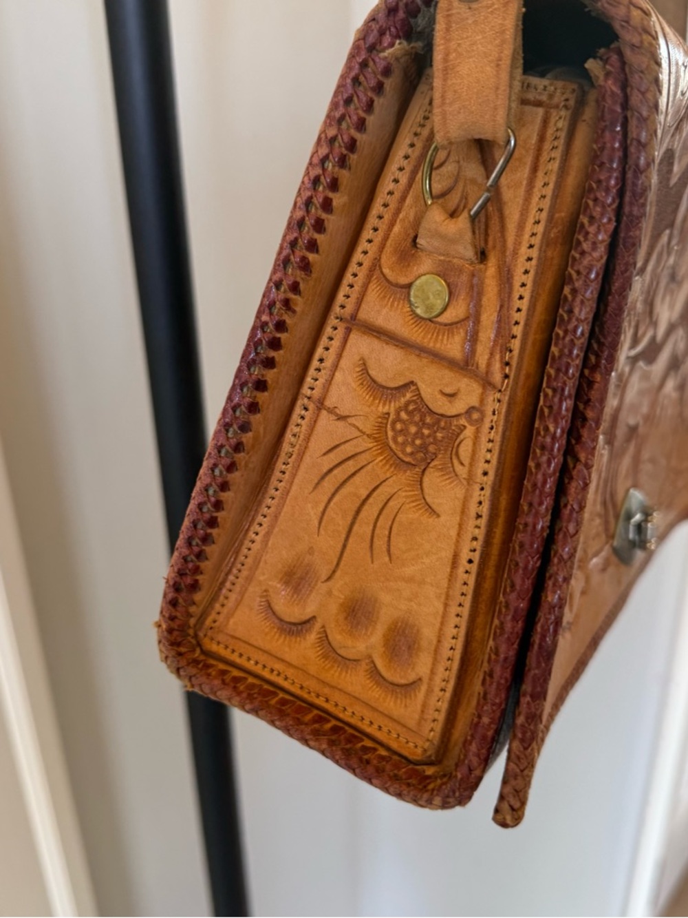 Vintage Tooled Leather Saddle Bag Western Luxe Cabo Cowgirl 70s - Picture 4 of 11